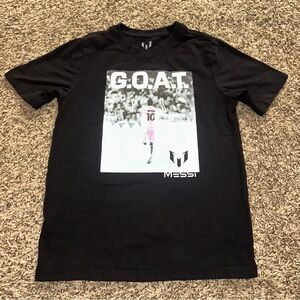 Black Messi G.O.A.T Kids Short Sleeve Tee